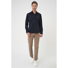 G 1583 Slim Fit Lacivert Klasik Gömlek