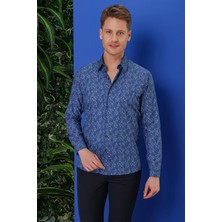 Efor Erkek G 1540 Slim Fit Lacivert Klasik Gömlek