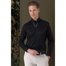 Efor Gk 710 Slim Fit Siyah Klasik Gömlek