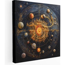 Popcas Astronomik Yıldız Haritası Kanvas Tablo - Yıldız Haritası Canlı Renkler Duvar Dekorasyonu