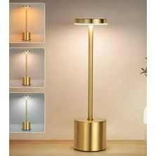 Şarjlı Masa Lambası Dimmerli Dekoratif Abajur Cata Sevilla Dokunmatik Sunum Lambası 3 Renk Işık Modu  Gold