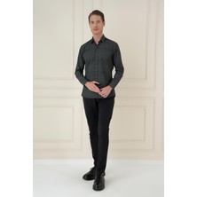 Efor Erkek Slim Fit Baskılı %100 Pamuk Spor Lacivert Gömlek  G 1588