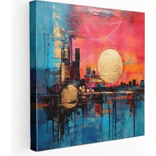 Popcas Soyut Günbatımı Manzara Kanvas Tablo - Modern Duvar Sanatı - Günbatımı Soyut Duvar Sanatı Ifade Edici Yaratıcılık