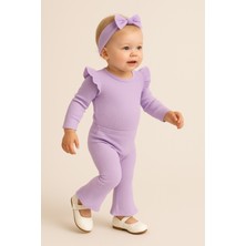 nevrankids Kız Bebek Ispanyol Paça 3'lü Takım 0-2 Yaş Lila Günlük Kullanım İçin Tasarlandı