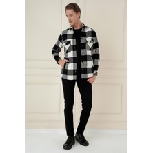 G 1579 Slim Fit Siyah-Beyaz Klasik Gömlek