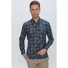 G 1531 Slim Fit Koyu Mavi Spor Gömlek