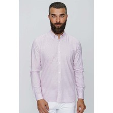 Gk 655 Beyaz-Bordo Klasik Gömlek