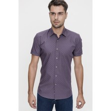 Efor Erkek Slim Fit Füme Kısa Kollu Gömlek G 1474