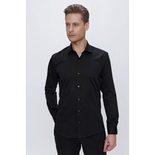Gk 669 Slim Fit Siyah Klasik Gömlek