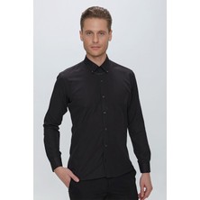 Gk 664 Slim Fit Siyah Klasik Gömlek