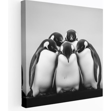 Popcas Penguen Duvar Sanatı - Minimalist Siyah Beyaz Penguen Fotoğrafı - Penguen Duvar Sanatı Kanvas Tablo Minimalist Penguen Sanatı