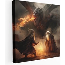 Popcas Yüzüklerin Efendisi Duvar Sanatı - Gandalf ve Balrog Savaşı - Yüzüklerin Efendisi Kanvas Tablo Ev Dekorasyonu Duvar Dekorasyonu