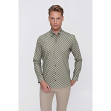 G 1517 Slim Fit Haki Spor Gömlek
