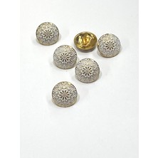 Bombeli Antik Gold Zemin / Metal Düğme / 1,8 cm / 6 Lı Set / (M03092)/