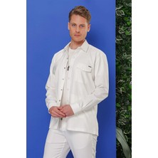 G 1534 Slim Fit Ekru Klasik Gömlek