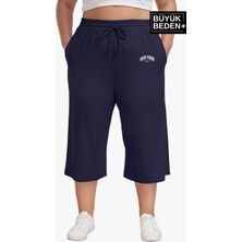 Kadın Büyük Beden New York Baskılı Standart &regular Kalıp Şort SPR25BSRK087