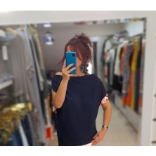 Lacivert Düşük Omuz Bluz