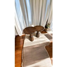 Simillo Home & Living Ceviz Renk Masif Ahşap Yan Sehpa Takımı – 2’li Doğal Zigon Fiskos Set