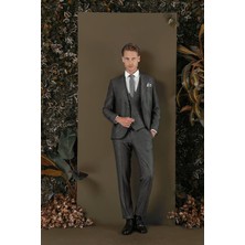Tk 876 Slim Fit Füme Klasik Takım Elbise