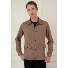 Efor Erkek Comfort Fit Mono Yaka Kapaklı Cep Casual Vizon Ceket C 699