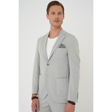 Efor Erkek Comfort Fit Mono Yaka Çift Yırtmaç Torba Cep Kendinden Desenli Casual Gri Ceket C 706