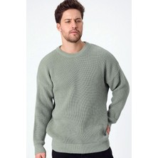 Erkek Su Yeşili (TRZ050) Bisiklet Yaka Örgülü Triko Kazak