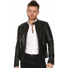 Hakiki Deri Siyah Slimfit Erkek Deri Ceket