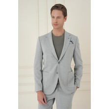 Efor Erkek Comfort Fit Mono Yaka Çift Yırtmaç Torba Cep Casual Gri Ceket C 698