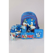 YENİ SEZON LİSANSLI SONIC Mavi Okul Çantası, Beslenme Çantası ve Kalem Çantası Kırtasiye Seti
