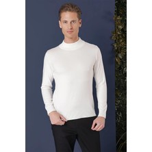 Efor Erkek Slim Fit Ekru / Krık Beyaz Triko Kazak TR 863