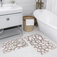 Eliana Home Dijital Baskı  Modern Banyo Halısı Ikili Banyo Paspası  LNA5167 100X60+60X50 cm