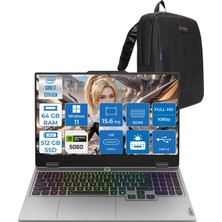 Lenovo Loq Intel Core I7-13700HX 64GB Ddr5 512GB SSD 8GB/RTX5060 100W Gddr7 15.6" Fhd (1920X1080) IPS 300NITS 144Hz Gsynic Windows 11 Pro Taşınabilir Bilgisayar83JE00LFTRP17+ZETTAÇANTA