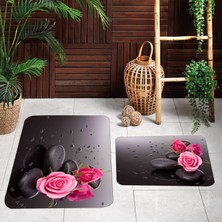 Eliana Home Dijital Baskı  Modern Banyo Halısı Ikili Banyo Paspası  LNA5072 100X60+60X50 cm