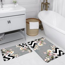 Eliana Home Dijital Baskı  Modern Banyo Halısı Ikili Banyo Paspası  LNA5144 100X60+60X50 cm