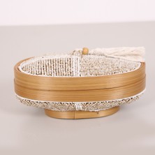 Mylamp Bali Boncuklu Bambu Oval  Saklama Kutusu 20X12 X10 cm