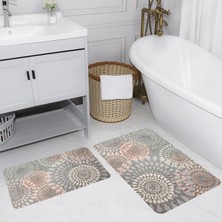 Eliana Home Dijital Baskı  Modern Banyo Halısı Ikili Banyo Paspası  LNA5201 100X60+60X50 cm