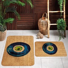 Eliana Home Dijital Baskı  Modern Banyo Halısı Ikili Banyo Paspası  LNA5120 100X60+60X50 cm