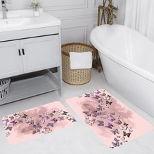 Eliana Home Dijital Baskı  Modern Banyo Halısı Ikili Banyo Paspası  LNA5077 100X60+60X50 cm