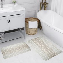 Eliana Home Dijital Baskı  Modern Banyo Halısı Ikili Banyo Paspası  LNA5197 100X60+60X50 cm