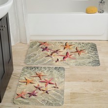 Eliana Home Dijital Baskı  Modern Banyo Halısı Ikili Banyo Paspası  LNA5006 100X60+60X50 cm