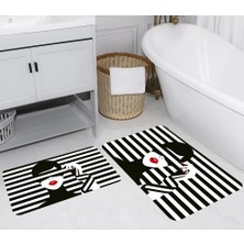 Eliana Home Dijital Baskı  Modern Banyo Halısı Ikili Banyo Paspası  LNA5236 100X60+60X50 cm