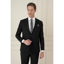 Efor Slim Fit Klasik Mono Yaka Klasik Düz Siyah Takım Elbise Tk 2021