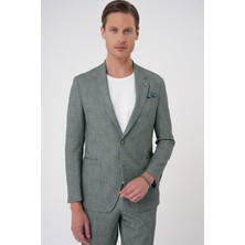 Efor Erkek Comfort Fit Mono Yaka Çift Yırtmaç Torba Cep Casual Yeşil Ceket C 701