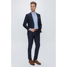 Slim Fit Klasik Mono Yaka Klasik Lacivert Takım Elbise Tk 2021