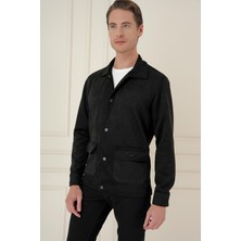 Efor Erkek Comfort Fit Mono Yaka Kapaklı Cep Casual Siyah Ceket C 699
