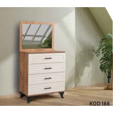 Yuvaset Home KDL Çam - Krem Aynalı İnci Şifonyer