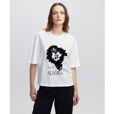 Slogan ve Görsel Baskılı Tişört IW6250070034002