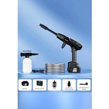 Şarjlı Çift Akülü 21 Volt Yüksek Basınçlı Araba Yıkama Su Tabancası Oto Araç Temizleyici Ev Bahçe Temizleme Makinesi