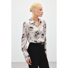 Vatkalı Desenli Gömlek - Gri