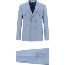 Kiğılı 7 Drop Super Slim Fit Eksra Dar Kesim Çizgili Kruvaze Takım Elbise